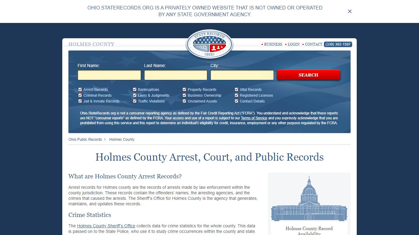 Holmes County Arrest, Court, and Public Records